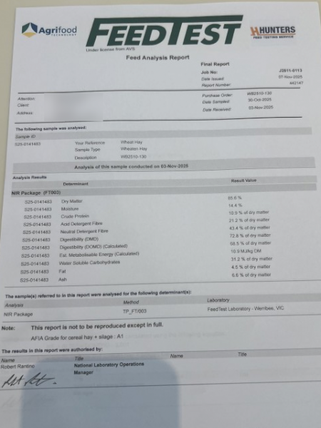 150mt Wheaten Hay 8x4x3 Bales