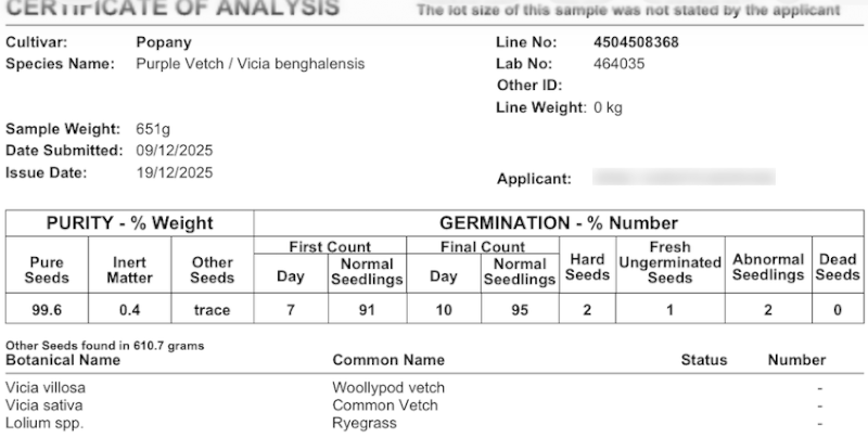 40mt Popany Vetch Seed