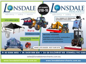 Lonsdale Merchants are at the Wimmera machinery field days 3rd,4th & 5th of March site U18–19