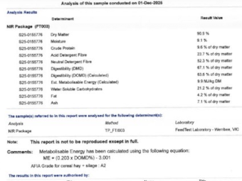 900mt Wheaten Hay 650-680kg 8x4x3 Bales