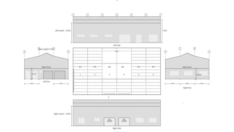 12m x 24m Double Storey Shed with mezzanine