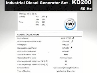 Kohler KD200 200kva Generator