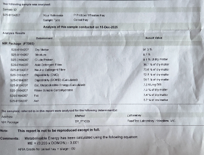 60mt Wheaten Hay 600kg 8x4x3 Bales