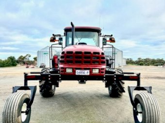 2016 Macdon 205 Windrower with 2018 D65 Front & Mower Front on Trailers