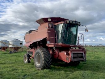 2003 Case 2388 Header with 36' Draper Front on Leith Trailer