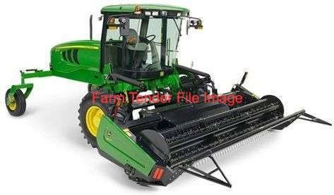 John Deere W155 Windrower with D65 D40 ft Head
