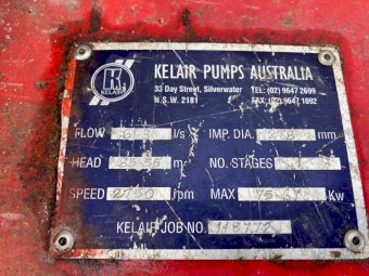 Crossley 95kw motor and 125x100-250 pump