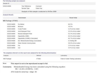 Oaten Hay 640kg 8x4x3 Bales
