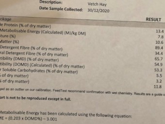 190mt Vetch Hay 605kg 8x4x3 Bales