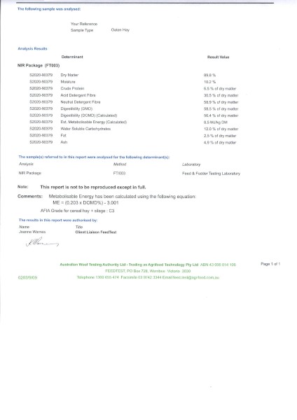 240 x Oaten Hay 440kg (app)  5x4 Rolls