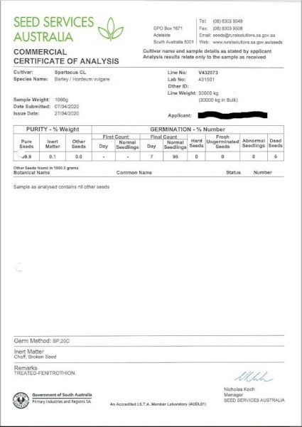 Spartacus CL Barley seed