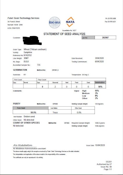 30mt Sunprime Wheat Seed