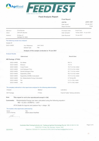250mt Vetch Hay 500kg 8x4x3 Bales.