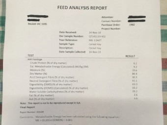 2019 season Oaten hay