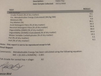 Oaten Hay 650-700kg 8x4x3 Bales