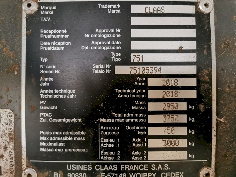 2018 Claas VARIANT 460F