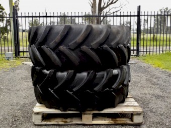 2 x Goodyear DT812 420/70 R24 Heavy Lug Tractor Tyres