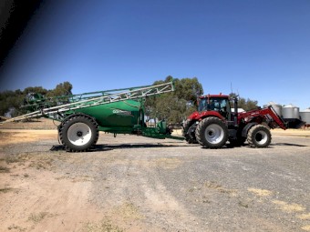 Case IH MX215 Tractor with Goldacres Prairie Eco 6536 Boom Spray