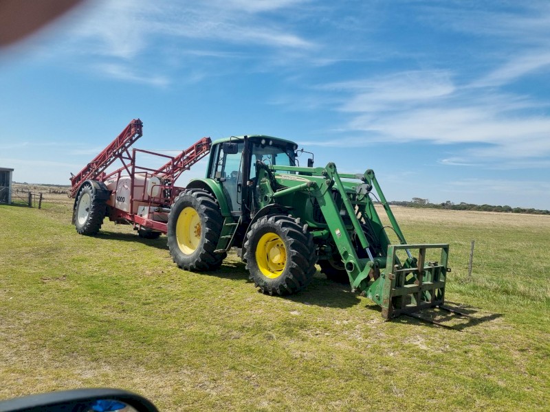 John Deere 6820 Tractor with 740 Front End Loader Bucket & Forks