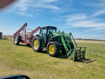 John Deere 6820 Tractor with 740 Front End Loader Bucket & Forks