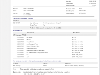 Organically grown lucerne hay
