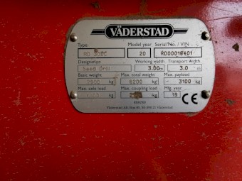 2019 Vaderstad Rapid 300 Seed Drill