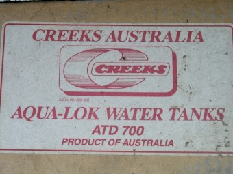 CREEKS WATER TANK, IN KIT FORM UNASSEMBLED, NEW - APPROX. SIZE 700 LITRES