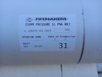 250mm Pn6 RRJ PVC Pipe