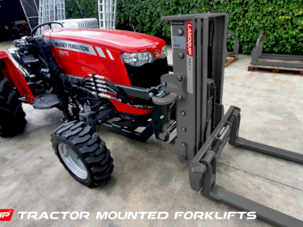 Landquip tractor mounted forklifts, made in New Zealand. (formally Hustler)