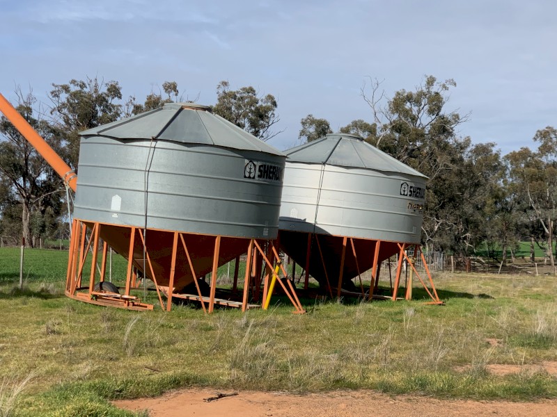 Two Grain Silos, $15,000 + GST EACH.  Sherwell, late 1990s.  31 tonne and 28 tonne.