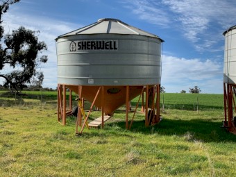 Two Grain Silos, $15,000 + GST EACH.  Sherwell, late 1990s.  31 tonne and 28 tonne.
