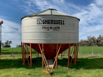 Two Grain Silos, $15,000 + GST EACH.  Sherwell, late 1990s.  31 tonne and 28 tonne.