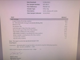 2021 Vetch Mix Hay Weather Damaged