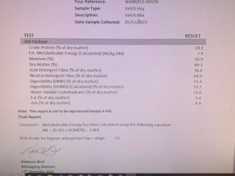 2021 Vetch Mix Hay Weather Damaged