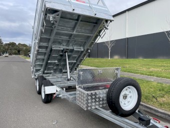 12x7 Flat Top Tipper Trailer Hydraulic 3 Way ATM 4000kg C-Channel Draw Bar Hot Dip Gal