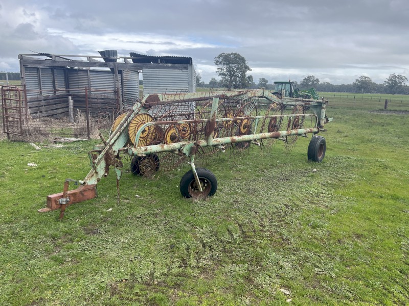 11 wheel John Shearer hay rake