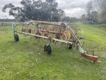 11 wheel John Shearer hay rake