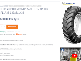 Row Crop Tyres  Michelin 320/85R38 and Michelin 11.2R24 Agribib Radials - Will Separate