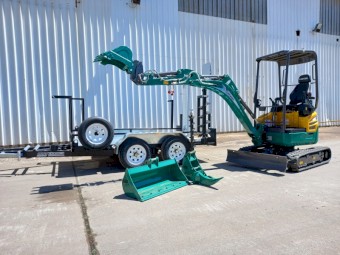 1.8T Tilting Quick Hitch Excavator + Trailer & 6 Attachments