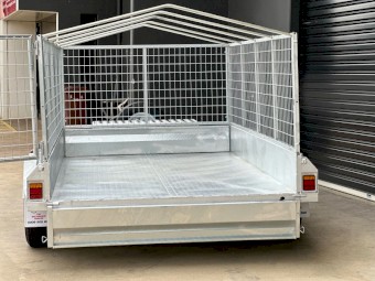 10x6 Tandem Box Trailer 3200kg ATM Galvanised 900 Cage, Cover, Toolbox, Spare New Light Truck Tyre & Holder