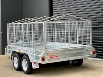 10x6 Tandem Box Trailer 3200kg ATM Galvanised 900 Cage, Cover, Toolbox, Spare New Light Truck Tyre & Holder