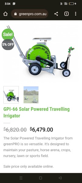Gpi-66 solar powered travelling irrigator