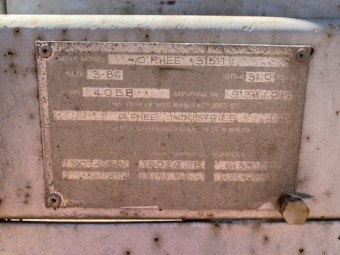 Tipping axle convertible grain trailers 1986 O’phee (grey) and 1986 Lusty (white) on spider spring suspension 