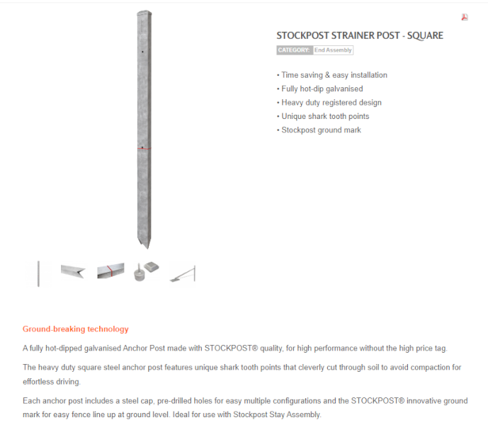 10 x Whites Rural Strainer Post 2.1m Farm Tender