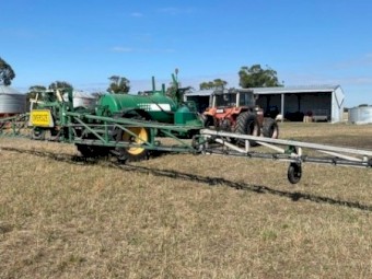 1990 Massey Ferguson 3545 Tractor and 2005 Goldacres Advance Boom Spray with Case Auto Steer