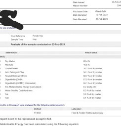 261 x Clover/Rye Hay 5x4 Round Rolls