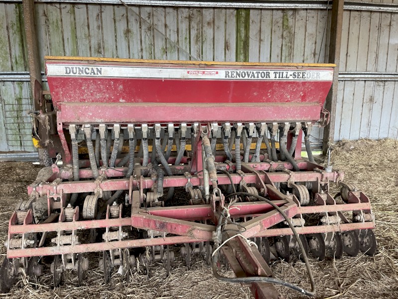 Duncan Renovator Seed Drill and nine foot Bison Pasture Roller