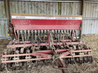 Duncan Renovator Seed Drill and nine foot Bison Pasture Roller