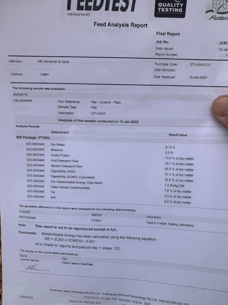 190mt Rye Lucerne and Clover Hay 610kg 8x4x3 Bales (The Plain) 22/23 Season