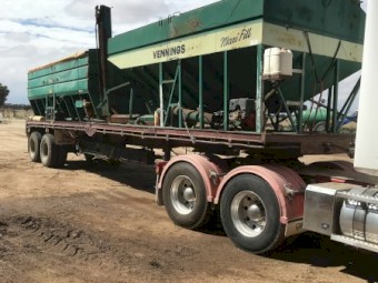 Vennings Maxifill /Jetstream 5in1 Grouper on McGrath Bogie Flat Top Trailer